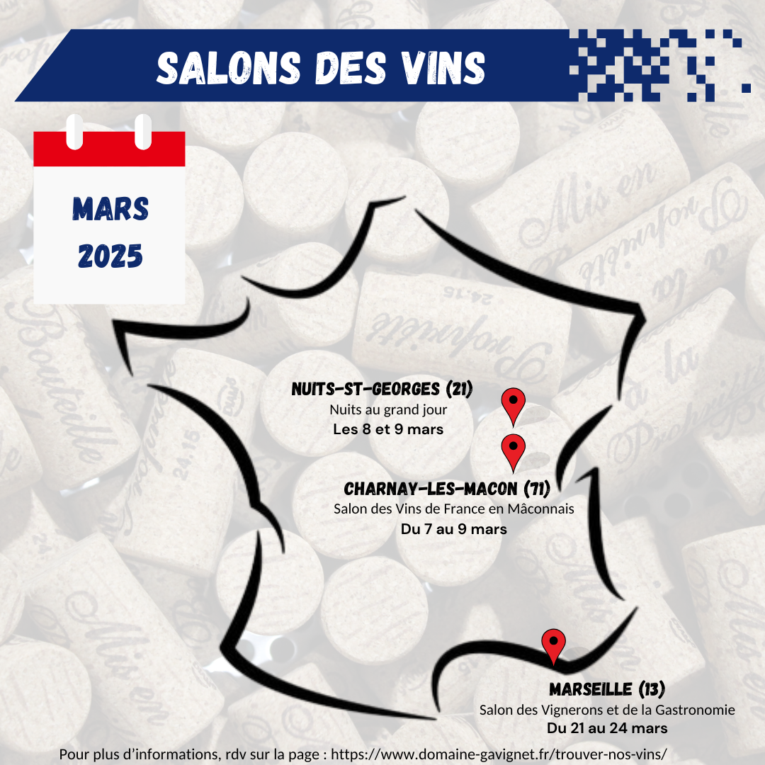 Voici nos salons des vins du mois de mars 2025.