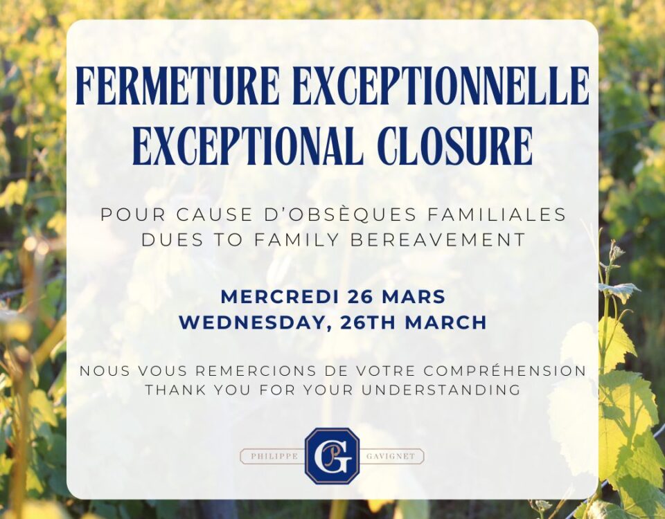 Obsèques familiales – fermeture du Domaine le 26/03